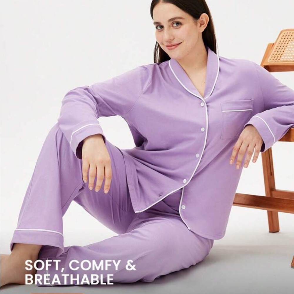 LUVLETTE Soft Shawl Collar Shirt & Pants Pajama Set